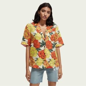 NWT Scotch & Soda Linen Floral Print Top - XS